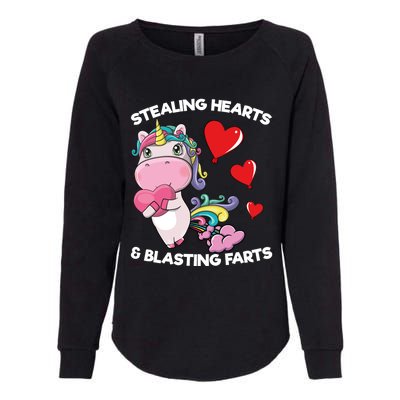 Stealing Hearts And Blasting Farts Valentines Unicorn Gift Womens California Wash Sweatshirt