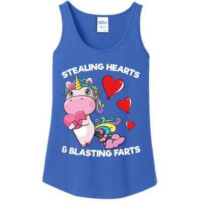 Stealing Hearts And Blasting Farts Valentines Unicorn Gift Ladies Essential Tank