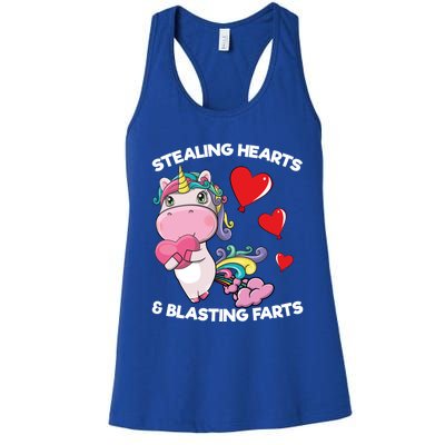 Stealing Hearts And Blasting Farts Valentines Unicorn Gift Women's Racerback Tank