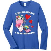 Stealing Hearts And Blasting Farts Valentines Unicorn Gift Ladies Long Sleeve Shirt