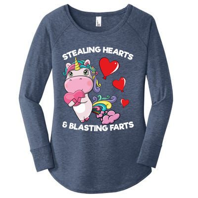 Stealing Hearts And Blasting Farts Valentines Unicorn Gift Women's Perfect Tri Tunic Long Sleeve Shirt