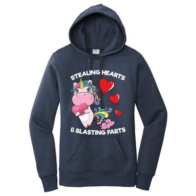 Stealing Hearts And Blasting Farts Valentines Unicorn Gift Women's Pullover Hoodie