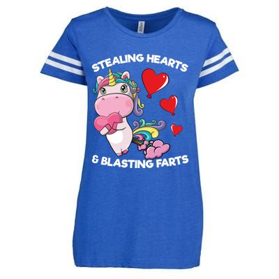 Stealing Hearts And Blasting Farts Valentines Unicorn Gift Enza Ladies Jersey Football T-Shirt