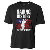 Saving History American Flag Usa Funny Metal Detecting Cooling Performance Crew T-Shirt