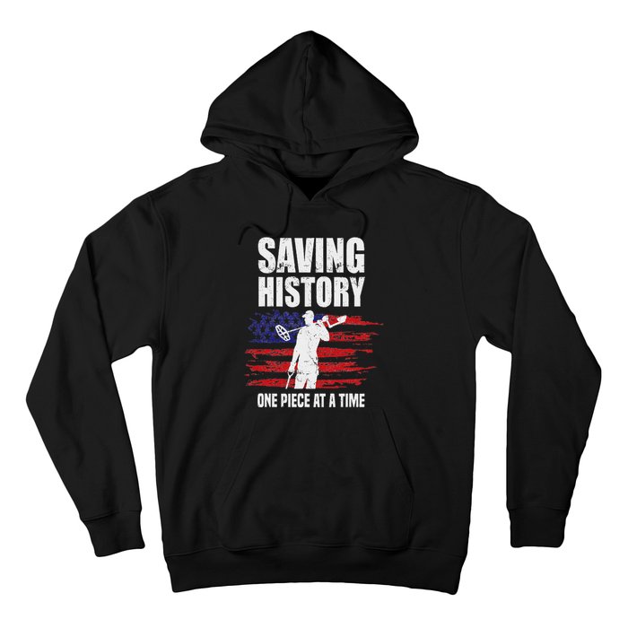 Saving History American Flag Usa Funny Metal Detecting Hoodie