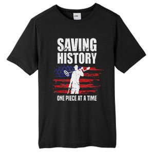 Saving History American Flag Usa Funny Metal Detecting Tall Fusion ChromaSoft Performance T-Shirt