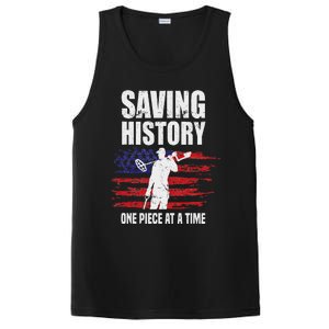 Saving History American Flag Usa Funny Metal Detecting PosiCharge Competitor Tank