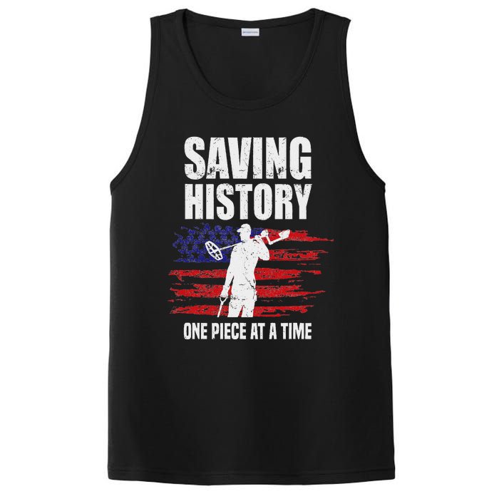 Saving History American Flag Usa Funny Metal Detecting PosiCharge Competitor Tank