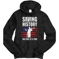 Saving History American Flag Usa Funny Metal Detecting Tie Dye Hoodie