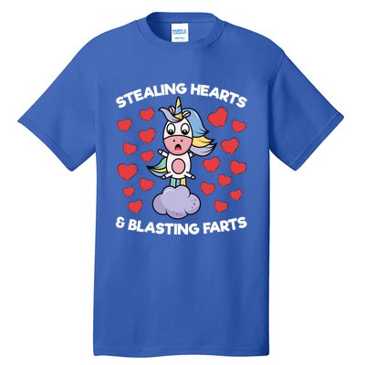 Stealing Hearts And Blasting Farts Valentines Unicorn Funny Gift Tall T-Shirt