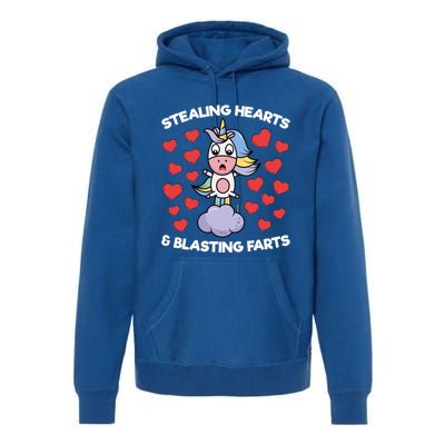 Stealing Hearts And Blasting Farts Valentines Unicorn Funny Gift Premium Hoodie