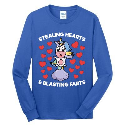 Stealing Hearts And Blasting Farts Valentines Unicorn Funny Gift Tall Long Sleeve T-Shirt