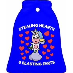 Stealing Hearts And Blasting Farts Valentines Unicorn Funny Gift Ceramic Bell Ornament