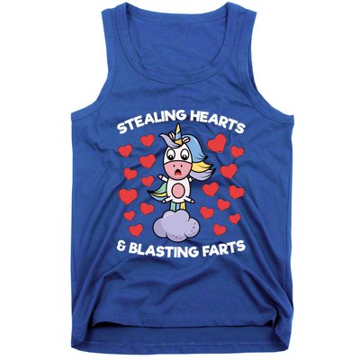 Stealing Hearts And Blasting Farts Valentines Unicorn Funny Gift Tank Top