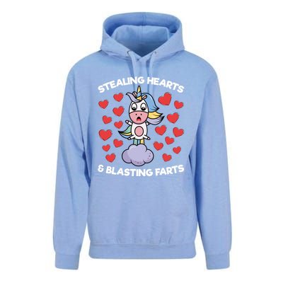 Stealing Hearts And Blasting Farts Valentines Unicorn Funny Gift Unisex Surf Hoodie