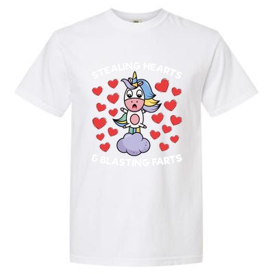 Stealing Hearts And Blasting Farts Valentines Unicorn Funny Gift Garment-Dyed Heavyweight T-Shirt