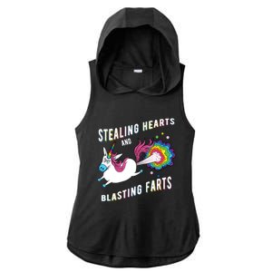 Stealing Hearts And Blasting Farts Unicorn Valentines Gift Ladies PosiCharge Tri-Blend Wicking Draft Hoodie Tank