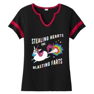 Stealing Hearts And Blasting Farts Unicorn Valentines Gift Ladies Halftime Notch Neck Tee