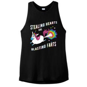 Stealing Hearts And Blasting Farts Unicorn Valentines Gift Ladies PosiCharge Tri-Blend Wicking Tank