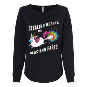 Stealing Hearts And Blasting Farts Unicorn Valentines Gift Womens California Wash Sweatshirt