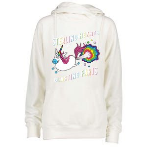 Stealing Hearts And Blasting Farts Unicorn Valentines Gift Womens Funnel Neck Pullover Hood