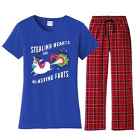 Stealing Hearts And Blasting Farts Unicorn Valentines Gift Women's Flannel Pajama Set