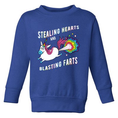 Stealing Hearts And Blasting Farts Unicorn Valentines Gift Toddler Sweatshirt