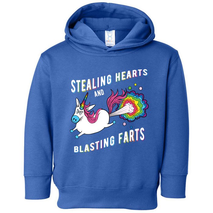 Stealing Hearts And Blasting Farts Unicorn Valentines Gift Toddler Hoodie