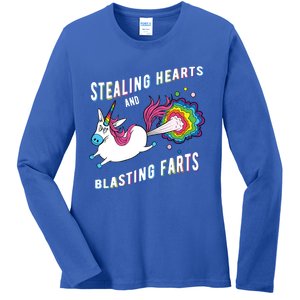 Stealing Hearts And Blasting Farts Unicorn Valentines Gift Ladies Long Sleeve Shirt