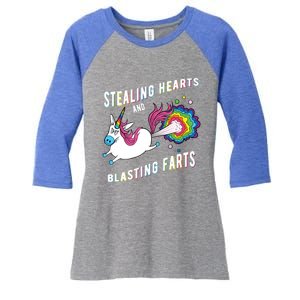 Stealing Hearts And Blasting Farts Unicorn Valentines Gift Women's Tri-Blend 3/4-Sleeve Raglan Shirt