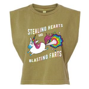 Stealing Hearts And Blasting Farts Unicorn Valentines Gift Garment-Dyed Women's Muscle Tee