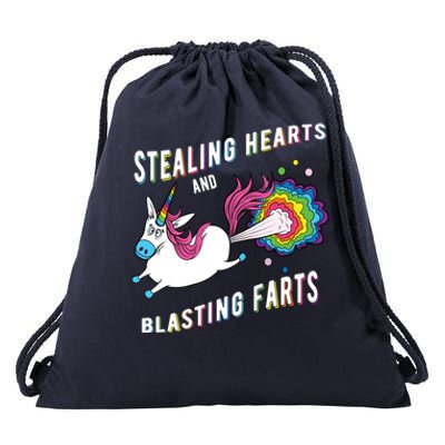 Stealing Hearts And Blasting Farts Unicorn Valentines Gift Drawstring Bag