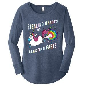 Stealing Hearts And Blasting Farts Unicorn Valentines Gift Women's Perfect Tri Tunic Long Sleeve Shirt