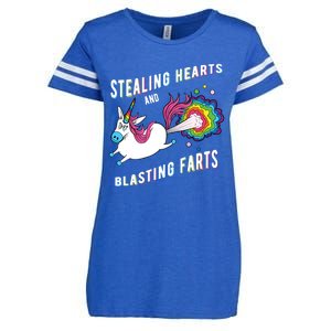 Stealing Hearts And Blasting Farts Unicorn Valentines Gift Enza Ladies Jersey Football T-Shirt