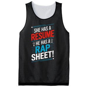 She Has A Resume He Has A Rap Sheet Kamala For President Mesh Reversible Basketball Jersey Tank