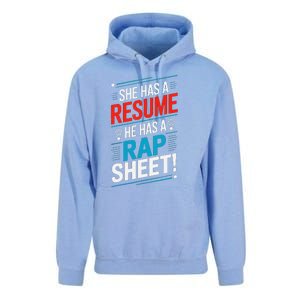 She Has A Resume He Has A Rap Sheet Kamala For President Unisex Surf Hoodie