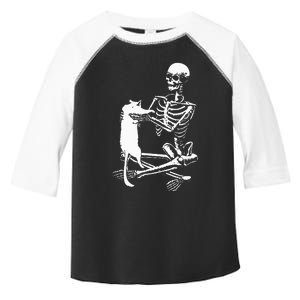 Skeleton Holding A Cat Lazy Halloween Costume Skull Toddler Fine Jersey T-Shirt