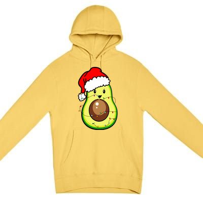 Santa Hat Avocado Merry Christmas Vegan Pajama Gift Premium Pullover Hoodie