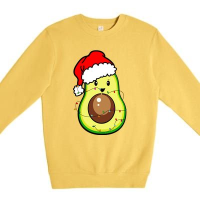 Santa Hat Avocado Merry Christmas Vegan Pajama Gift Premium Crewneck Sweatshirt