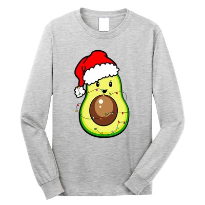 Santa Hat Avocado Merry Christmas Vegan Pajama Gift Long Sleeve Shirt