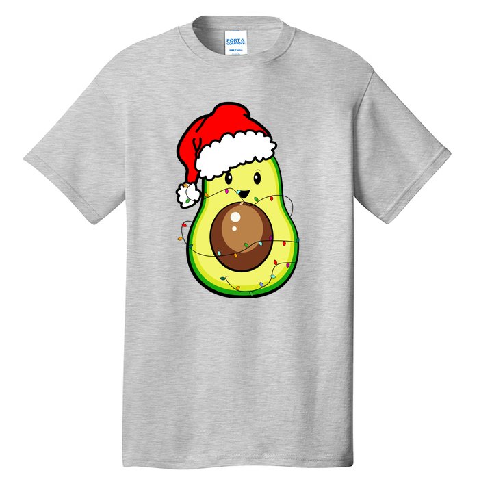 Santa Hat Avocado Merry Christmas Vegan Pajama Gift Tall T-Shirt