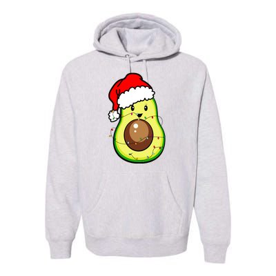 Santa Hat Avocado Merry Christmas Vegan Pajama Gift Premium Hoodie