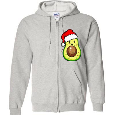 Santa Hat Avocado Merry Christmas Vegan Pajama Gift Full Zip Hoodie