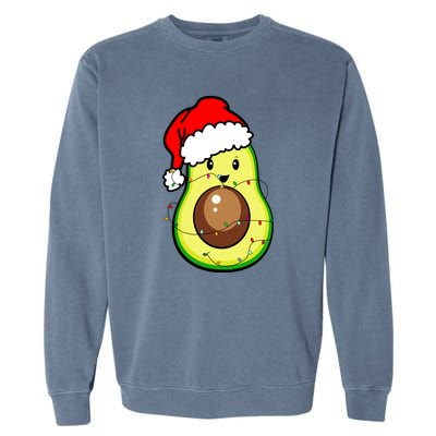 Santa Hat Avocado Merry Christmas Vegan Pajama Gift Garment-Dyed Sweatshirt