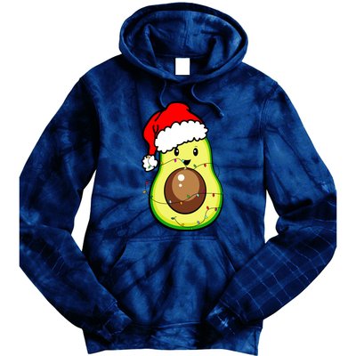 Santa Hat Avocado Merry Christmas Vegan Pajama Gift Tie Dye Hoodie