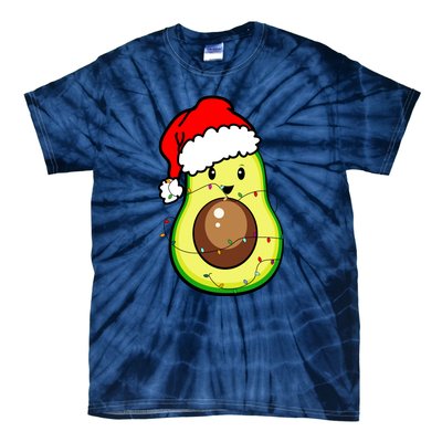 Santa Hat Avocado Merry Christmas Vegan Pajama Gift Tie-Dye T-Shirt