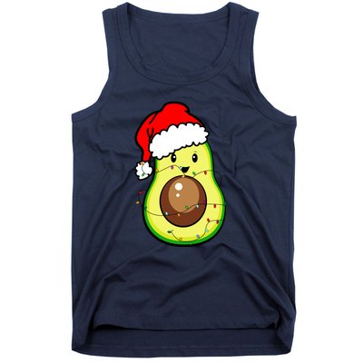 Santa Hat Avocado Merry Christmas Vegan Pajama Gift Tank Top