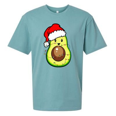 Santa Hat Avocado Merry Christmas Vegan Pajama Gift Sueded Cloud Jersey T-Shirt