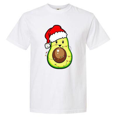 Santa Hat Avocado Merry Christmas Vegan Pajama Gift Garment-Dyed Heavyweight T-Shirt