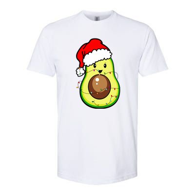 Santa Hat Avocado Merry Christmas Vegan Pajama Gift Softstyle CVC T-Shirt